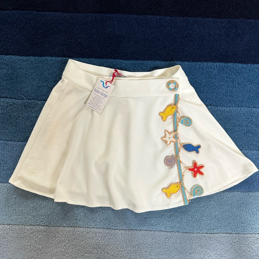 NWT My Beachy Side Ginger Terry Wrap Skirt Snow White Large